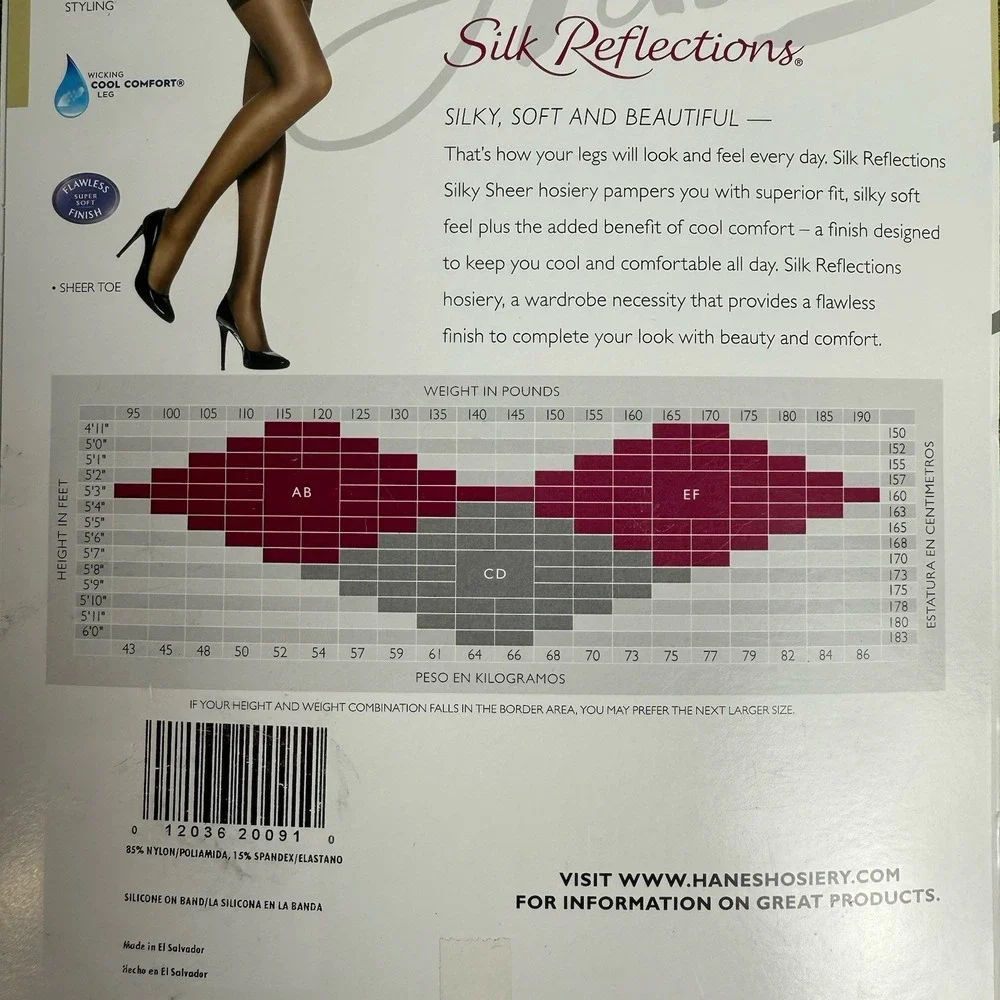 Hanes Silk Reflections Thigh Highs Jet Black EF Silky Sheer Hosiery NOS Lace